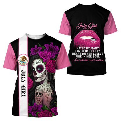 July Girl Customize Name 3D All Over Printed Shirts For Women MH10112007