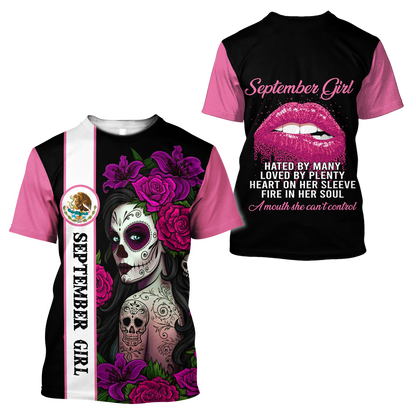 September Girl Customize Name 3D All Over Printed Shirts For Women MH10112009