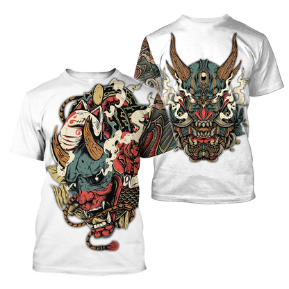 Oni Mask White Tattoo 3D Over Printed Unisex Shirt