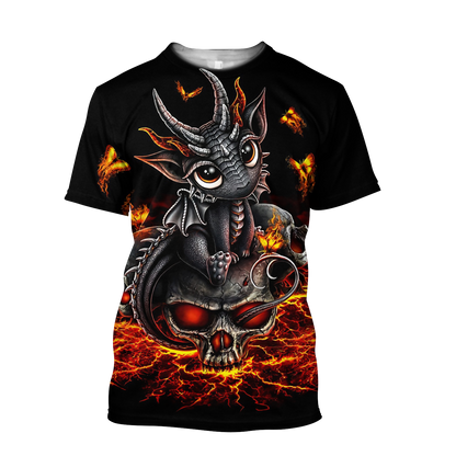 Love Skull dragon red 3D all over printed for man and women