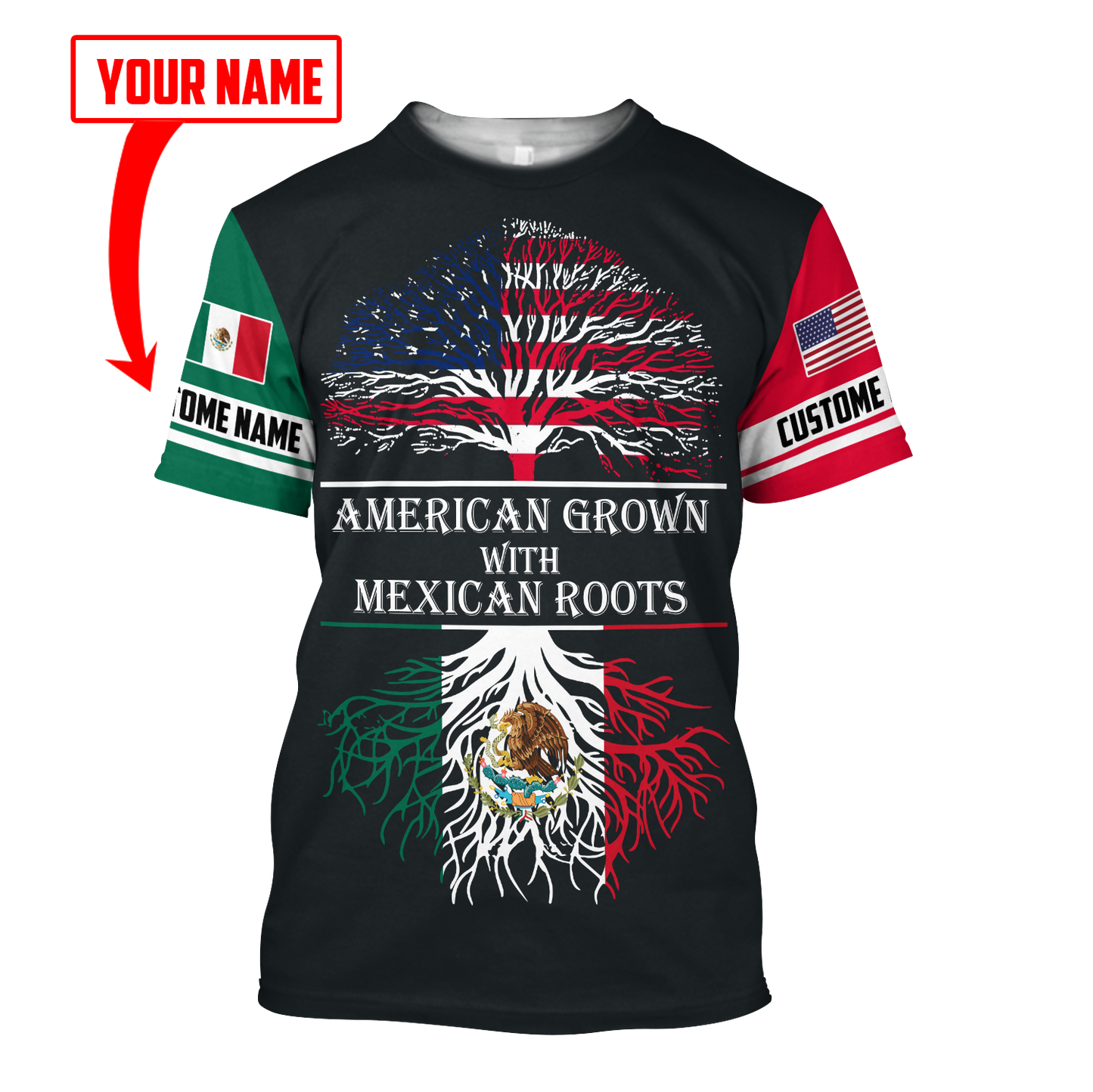 Personalized American Grown With Mexican Roots Hoodie