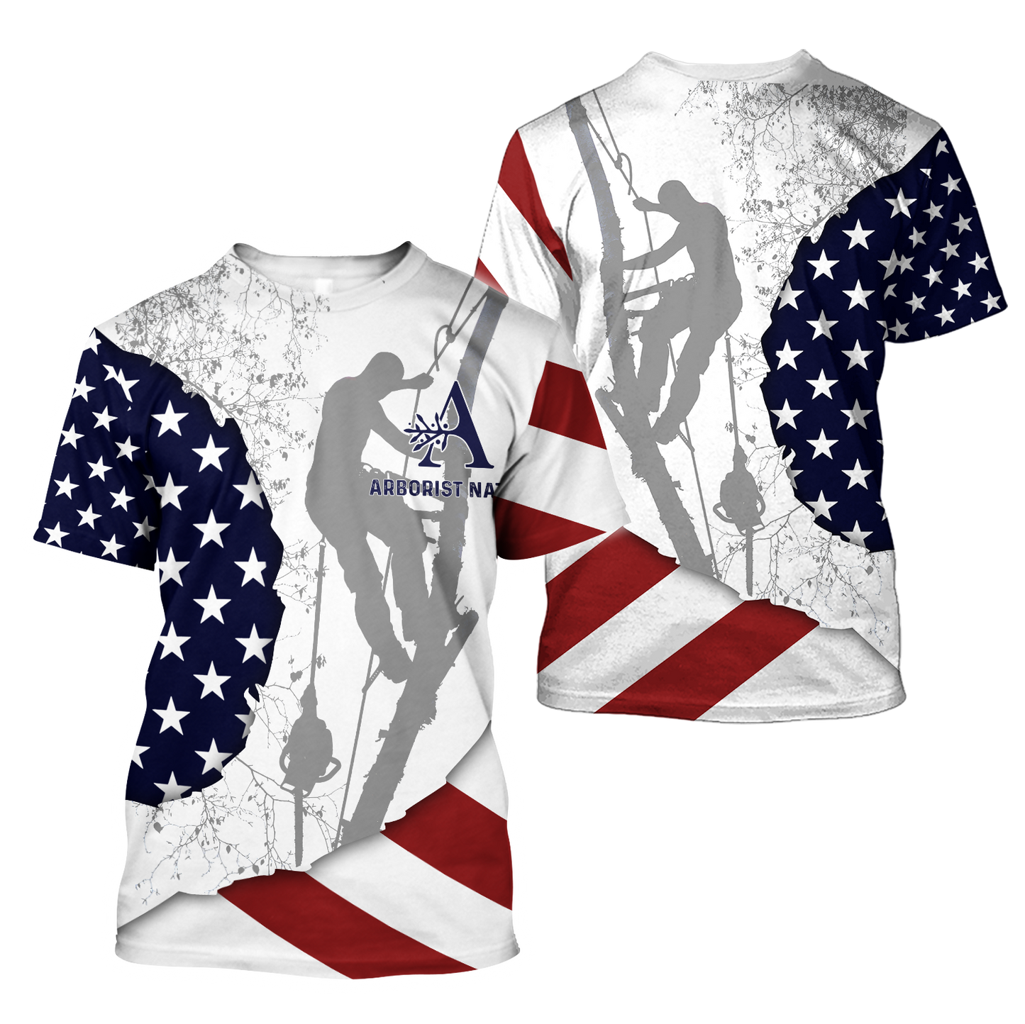 Premium Unisex All Over Printed Flag Pattern Arborist Shirts MEI