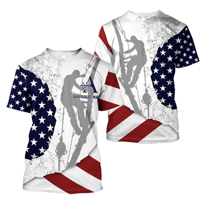 Premium Unisex All Over Printed Flag Pattern Arborist Shirts MEI
