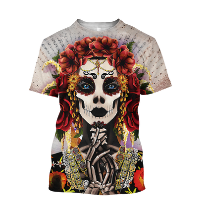 All Over Printed Day Of The Dead Catrina Hoodie HHT03092006-MEI