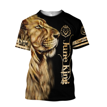 Custom Name June King Lion  3D All Over Printed Unisex Shirts