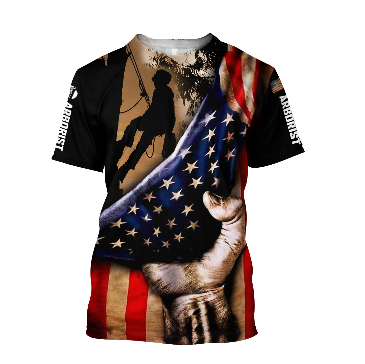 Premium Unisex All Over Printed American Flag Arborist Shirts MEI