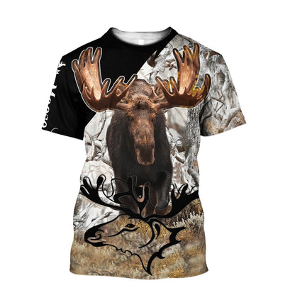 Personalized Name Moose Hunting 3D All Over Print Unisex Shirts