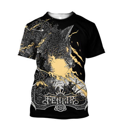 Fenrir Wolf Viking All Over Printed Unisex Deluxe Hoodie ML