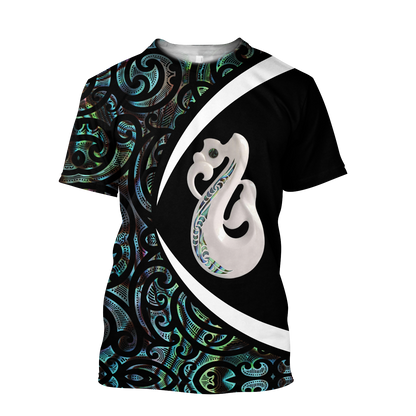 Aotearoa Manaia Silver Fern Paua Shell New Zealand 3D Unisex Hoodie