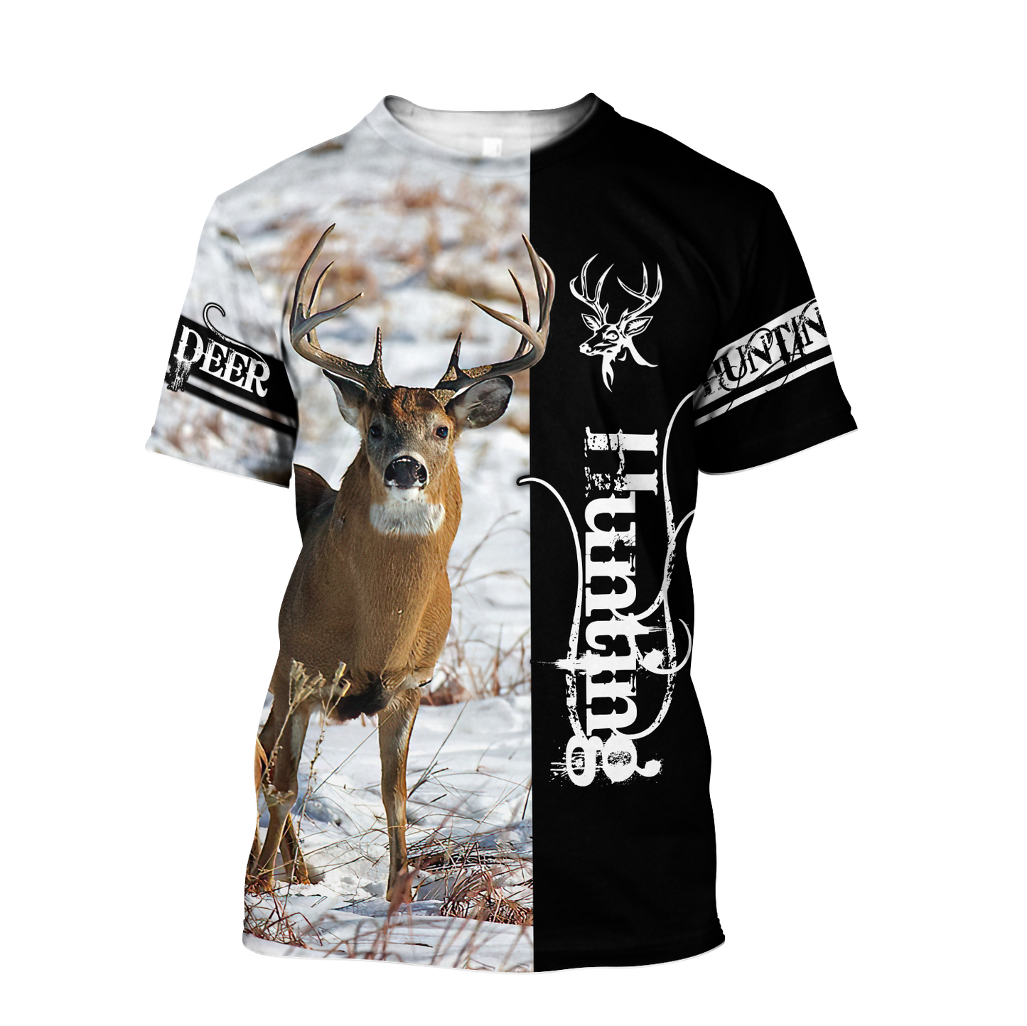 Premium Deer Hunting for Hunter Half White Camo 3D Printed Unisex Shirts