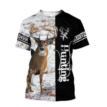 Premium Deer Hunting for Hunter Half White Camo 3D Printed Unisex Shirts