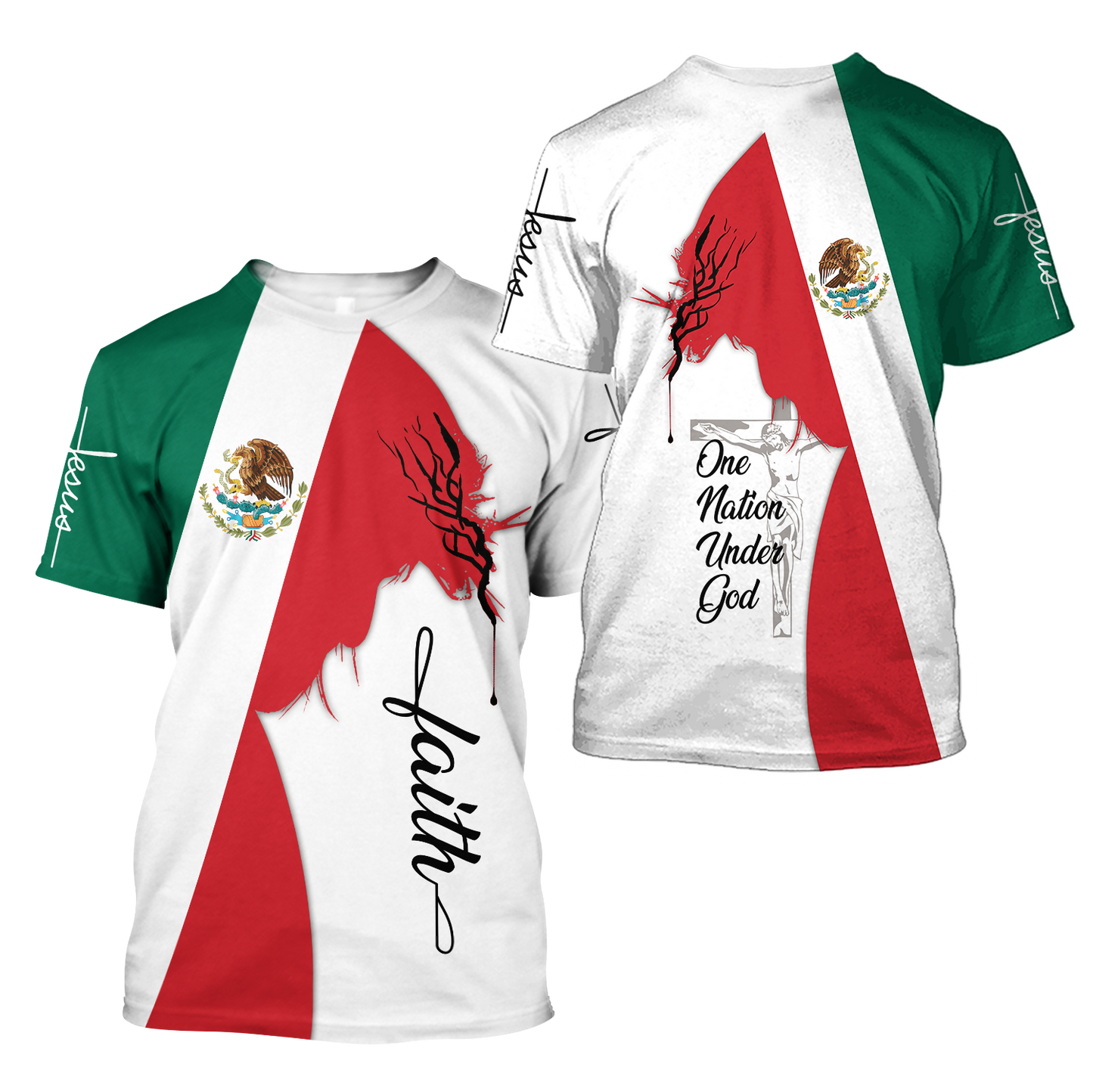 One Nation Under God Mexico Jesus 3D All Over Printed Shirts DQB10092002