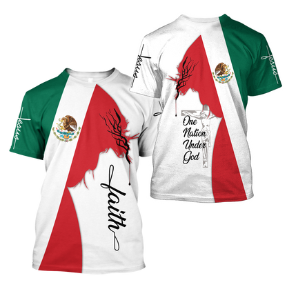 One Nation Under God Mexico Jesus 3D All Over Printed Shirts DQB10092002