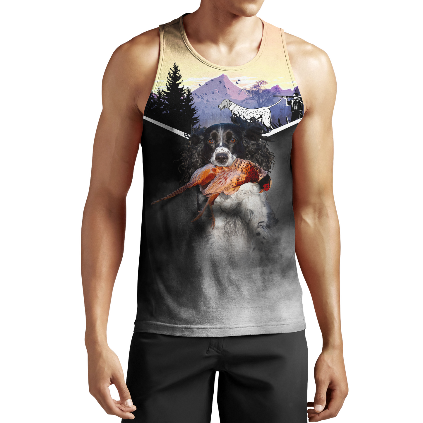 Pheasant Hunting Springer Spaniel 3D All Over Printed Shirts For Men And Women JJ170104-Apparel-MP-Tank Top-S-Vibe Cosy™