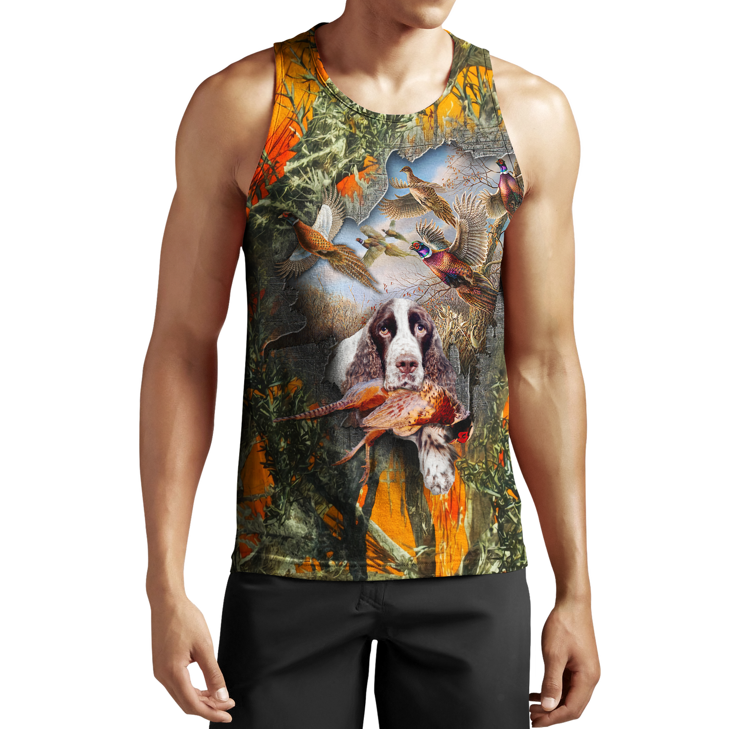 Pheasant Hunting Springer Spaniel 3D All Over Printed Shirts For Men And Women JJ180101-Apparel-MP-Tank Top-S-Vibe Cosy™