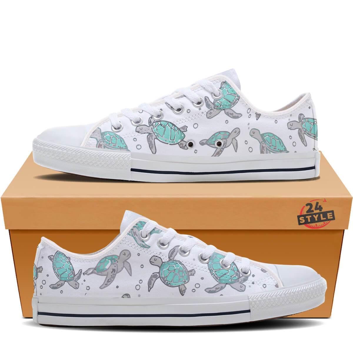 Sea Turtle Shoes For Turtle Lovers TA030625 - Amaze Style™-LOW TOP CANVAS SHOES