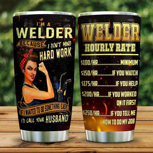 Premium 3D Printed Wonderful Female Welder Stainless Tumbler MEI