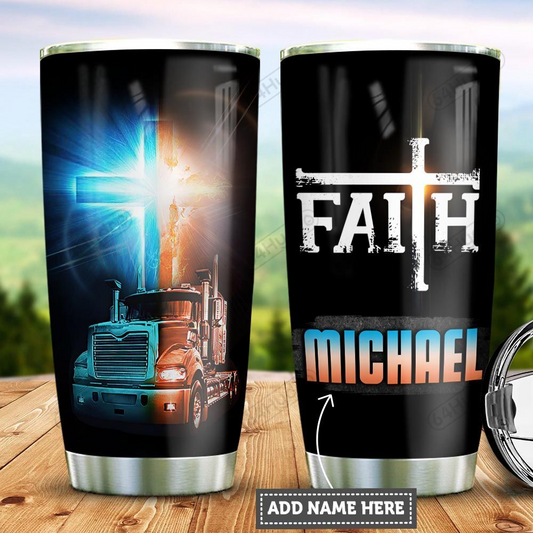 Premium 3D Printed Trucker Faith Stainless Tumbler MEI