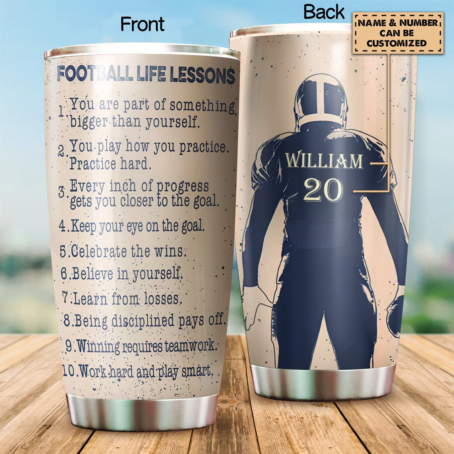 Customize Name American Football Steel Tumbler