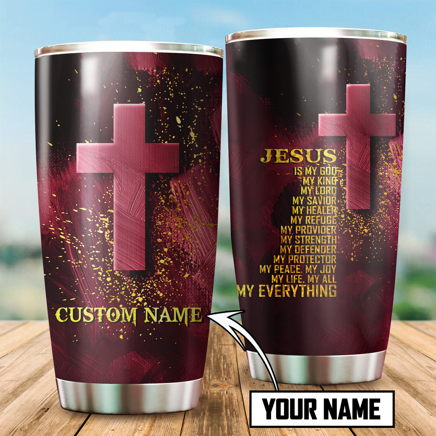 Premium Tumbler Personalized Easter Day Christian Jesus Red Version No52 ML