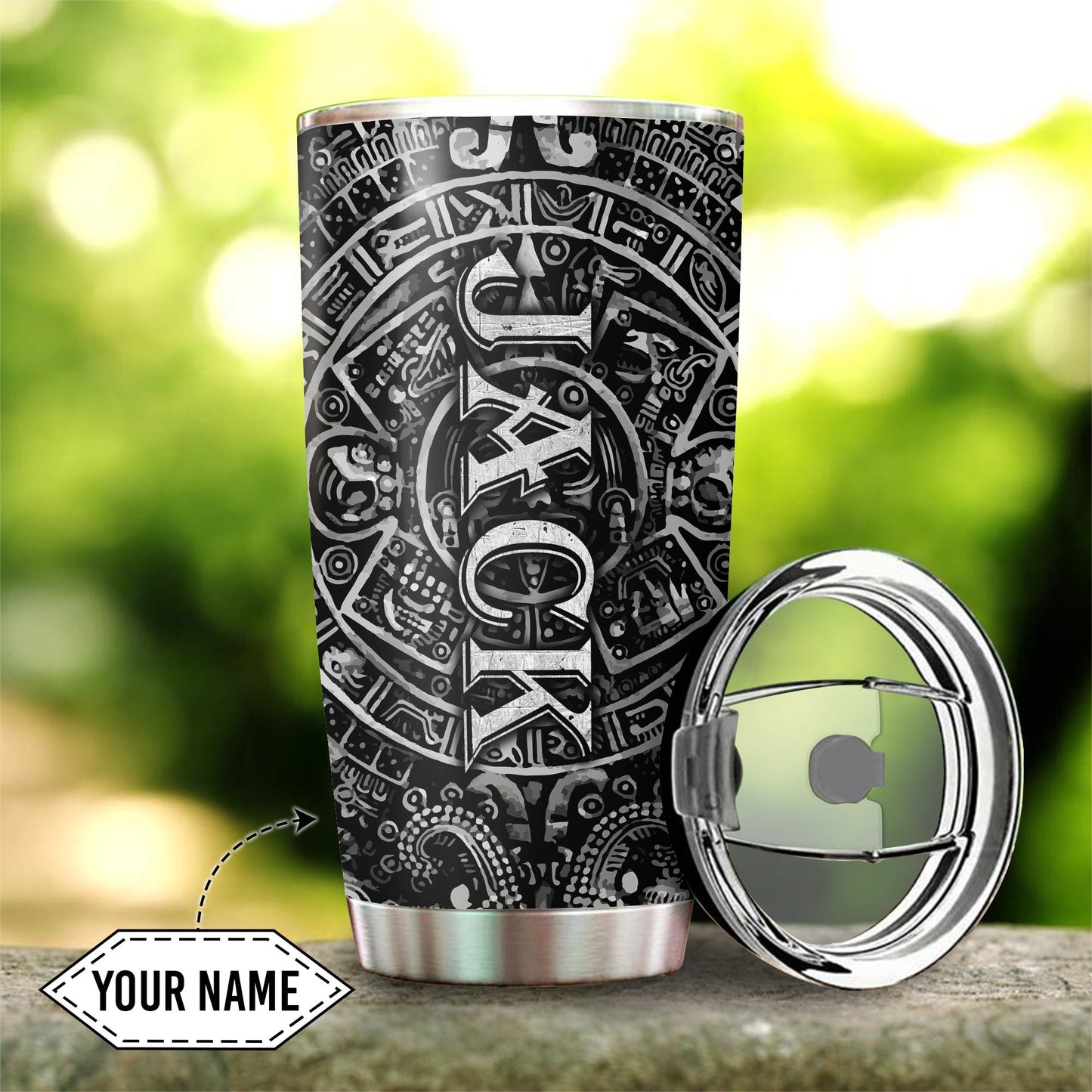Aztec Mexico Custom Name Stainless Steel Tumbler 20oz