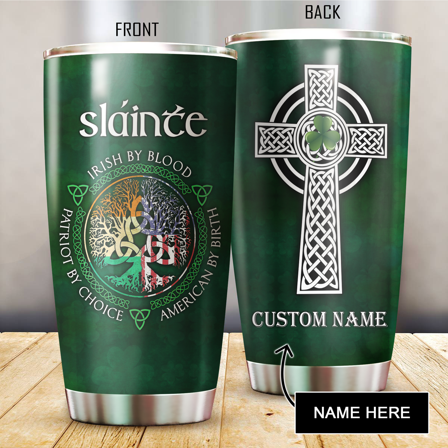 Personalized Irish Saint Patrick's Day Stainless Steel Tumbler 20Oz TN