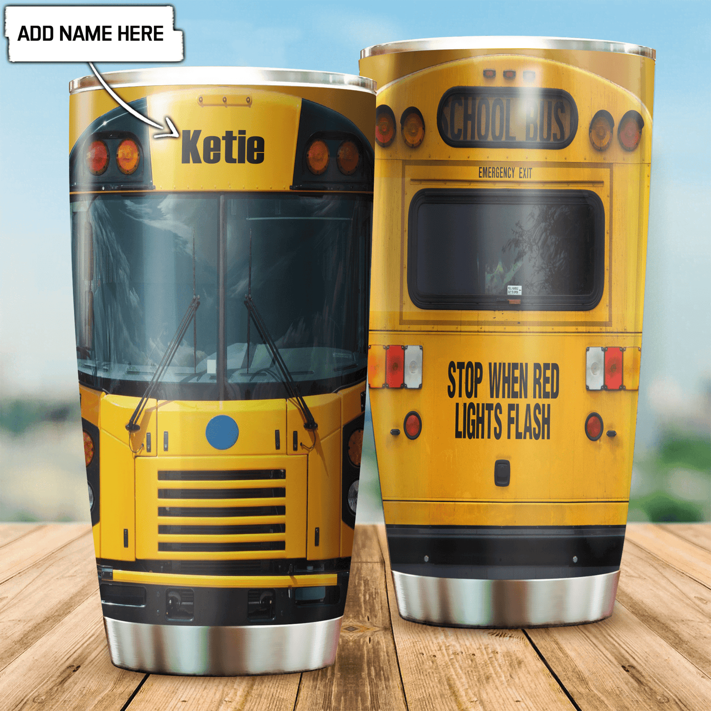 Custom Name School Bus Steel Tumbler DD04052101