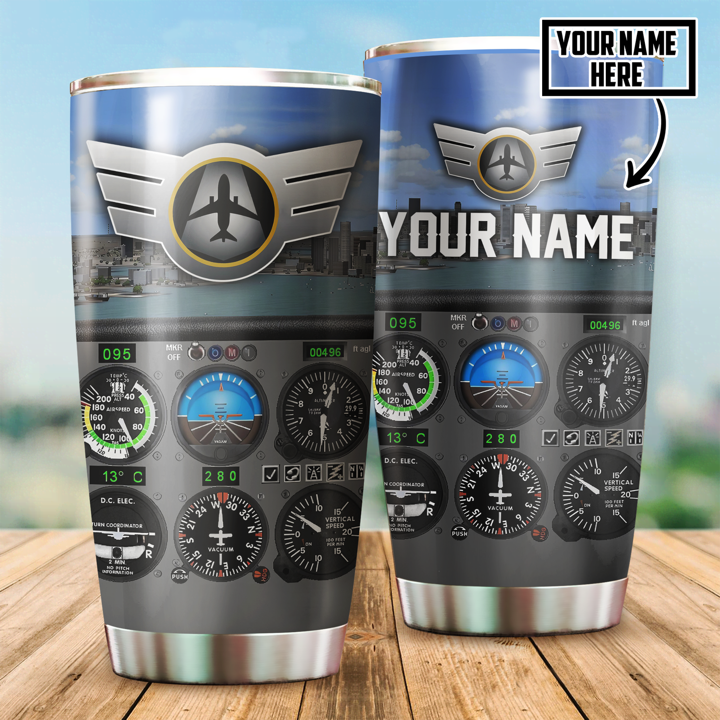 Customize Name Pilot Stainless Steel Tumbler