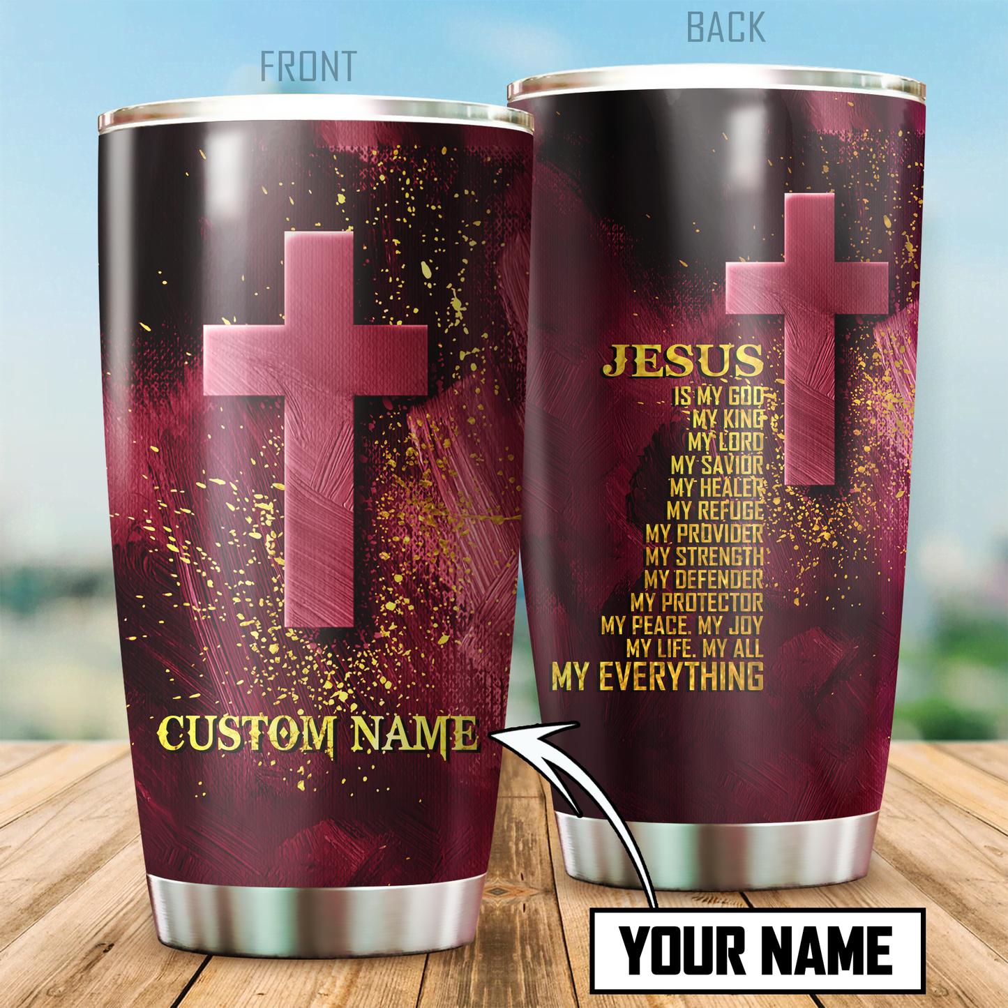 Premium Tumbler Personalized Easter Day Christian Jesus Red Version No52 ML