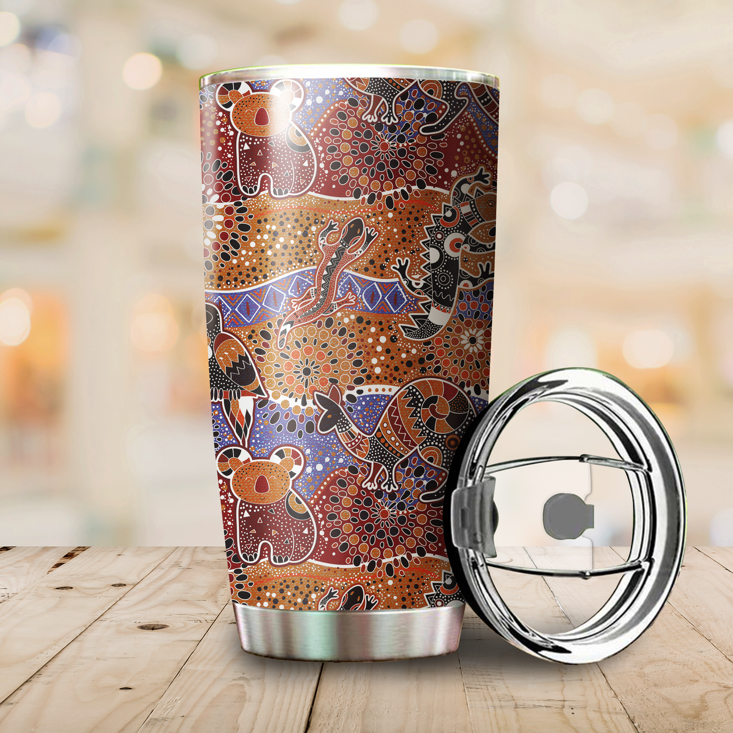 Aboriginal Decors Australian Gifts  Indigenous Animals Stainless Steel Tumbler 20Oz