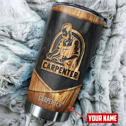 Personalized Name Carpenter Stainless Steel Tumbler Sawdust Is Man Glitter