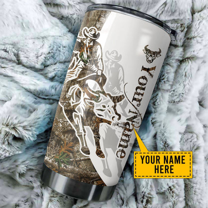 Personalized Name Bull Riding Stainless Steel Tumbler Tattoo