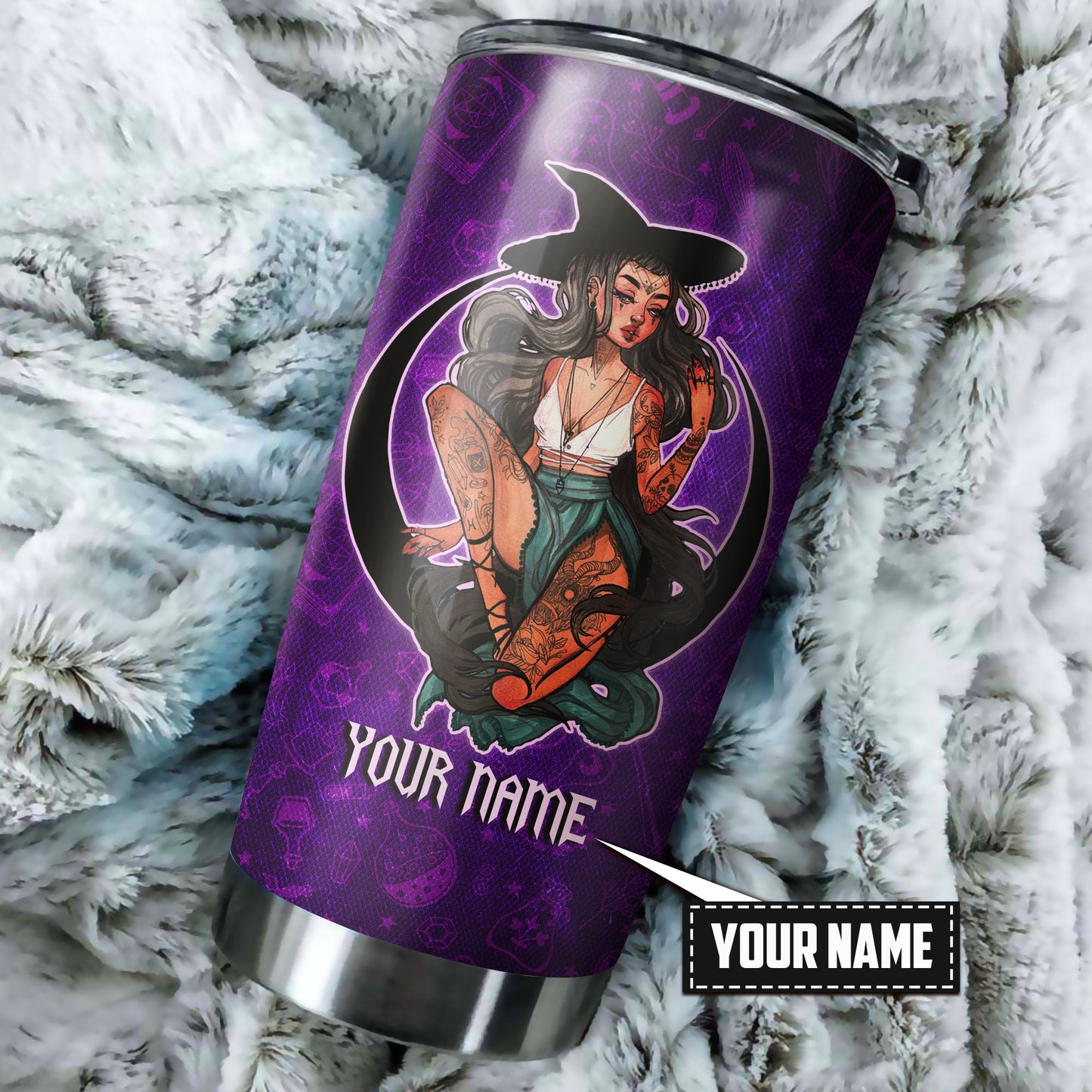 Customize Name Sexy Witch Steel Tumbler