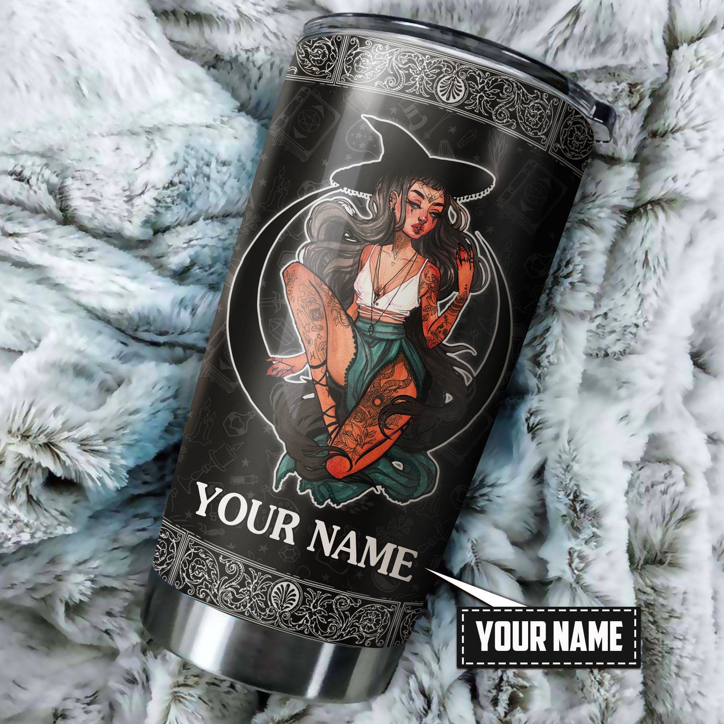 Customize Name Sexy Witch Steel Tumbler