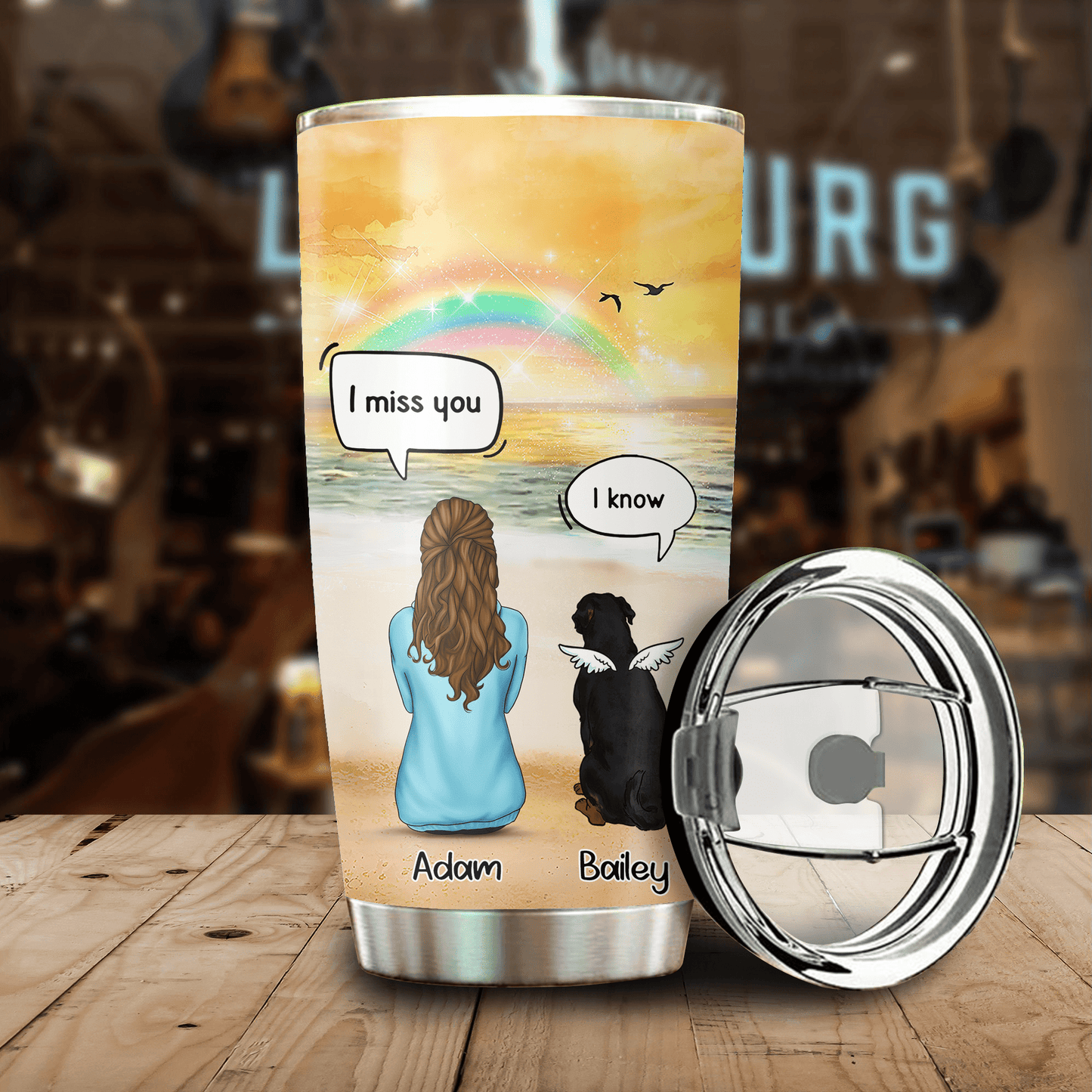 No Longer By My Side But Forever In My Heart, Gift For Dog Mom, Customized Stainless Steel Tumbler For Dog Lovers, Memorial Gifts