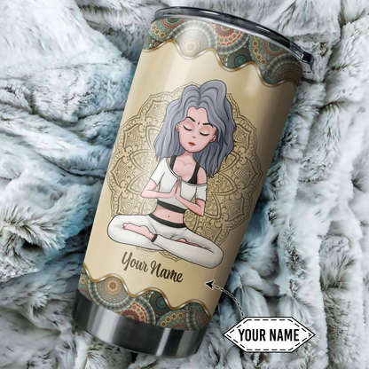 I'm Mostly Peace Love And Light - Personalized Tumbler Cup - Gift For Yoga Lover