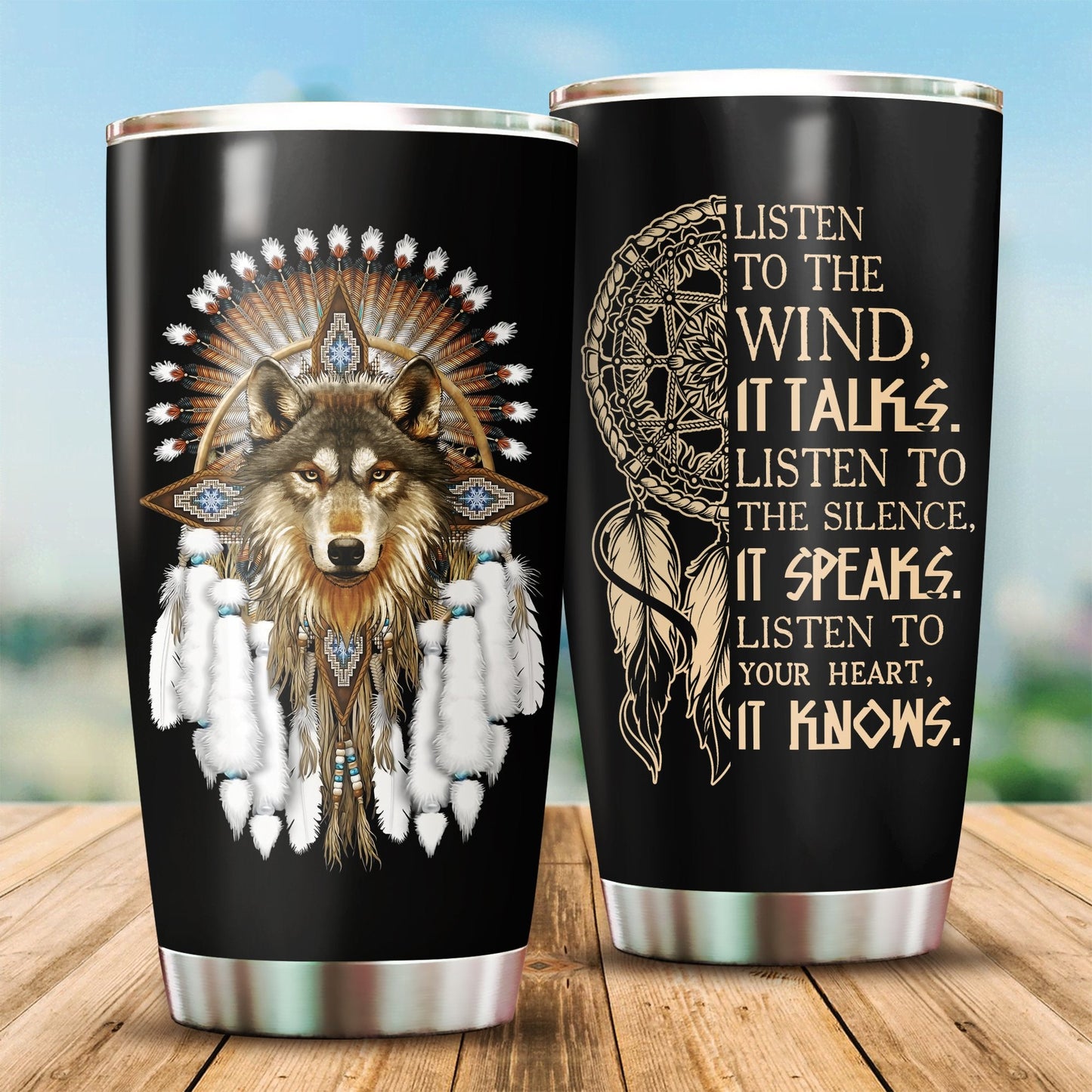 Native Wolf Beautiful Tumbler HP