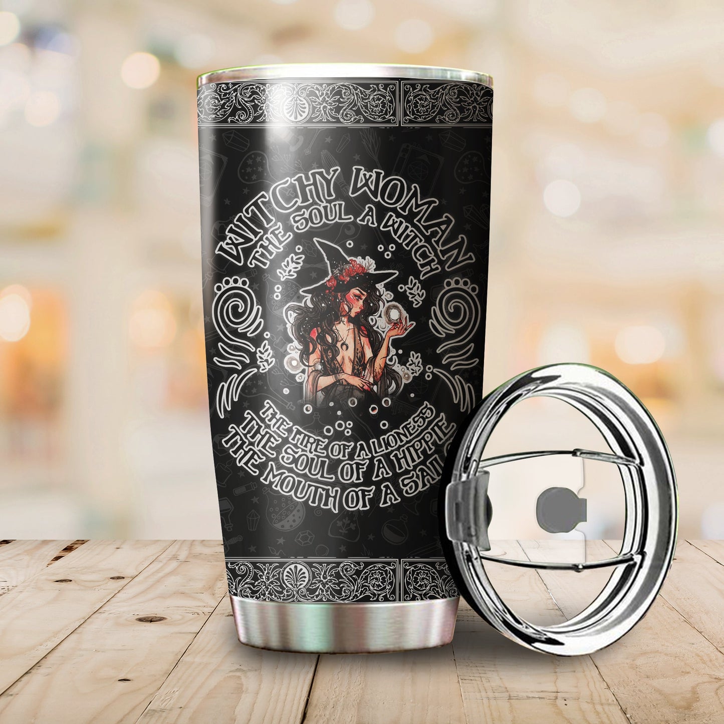 Customize Name Sexy Witch Steel Tumbler