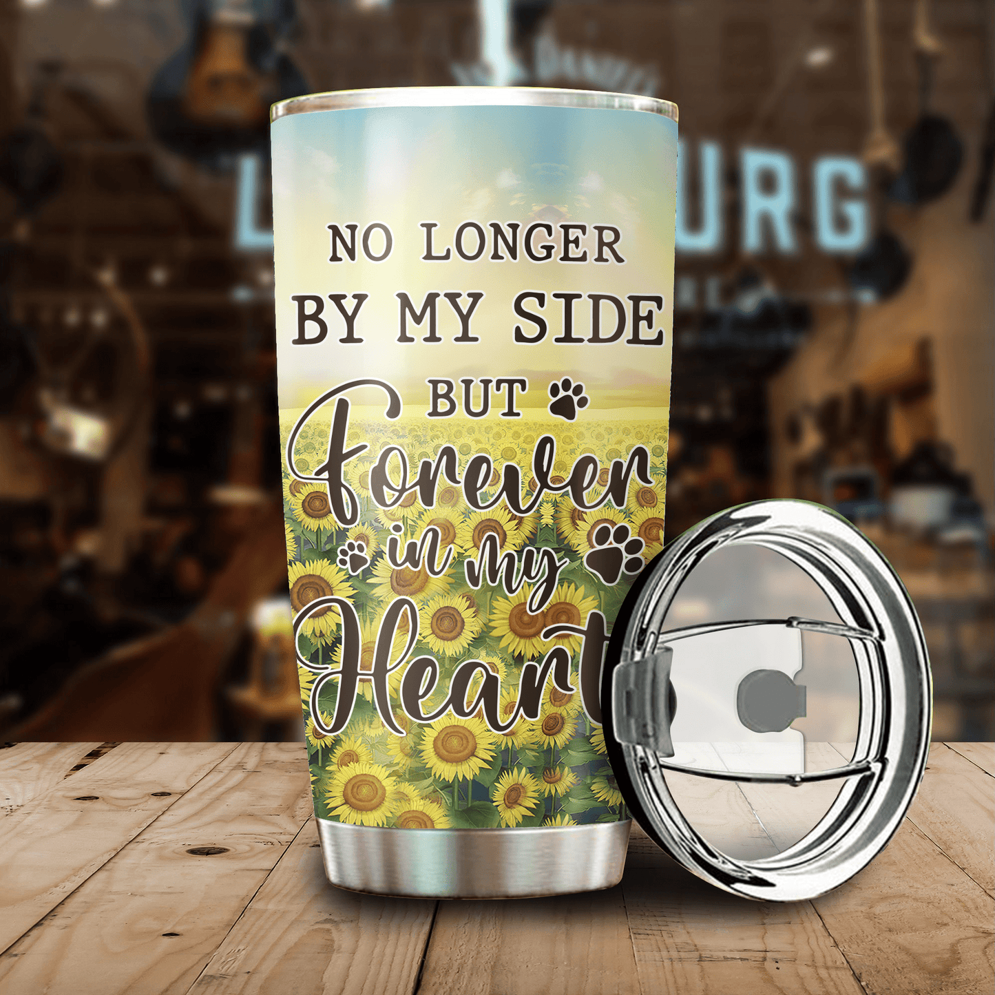 No Longer By My Side But Forever In My Heart, Gift For Dog Lovers, Customized Stainless Steel Tumbler For Dog Lovers, Memorial Gifts