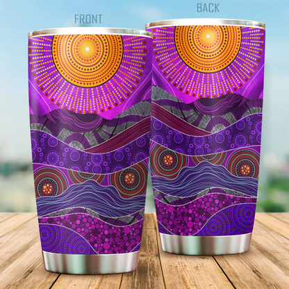 Aboriginal Decors Australian Gifts the purple sun Stainless Steel Tumbler 20Oz