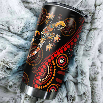 Aboriginal Decors Australian Gifts Lizard sun style Stainless Steel Tumbler 20Oz