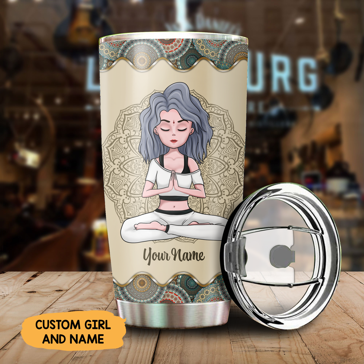 I'm Mostly Peace Love And Light - Personalized Tumbler Cup - Gift For Yoga Lover