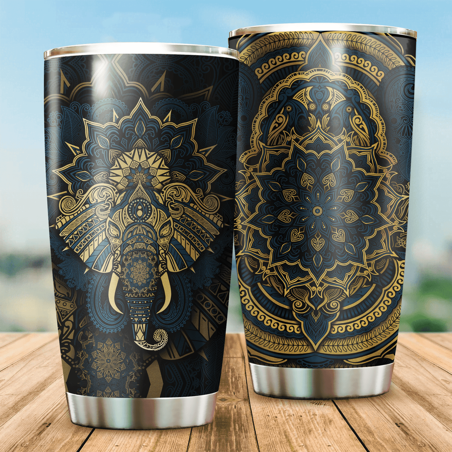 Elephant Royal Mandala Premium 3D All Over Printed Tumble