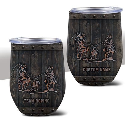 Personalized Name Rodeo Wine Tumbler Barrel Racing