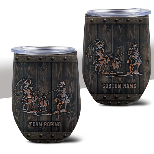 Personalized Name Rodeo Wine Tumbler Barrel Racing