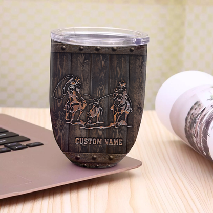 Personalized Name Rodeo Wine Tumbler Bull Riding