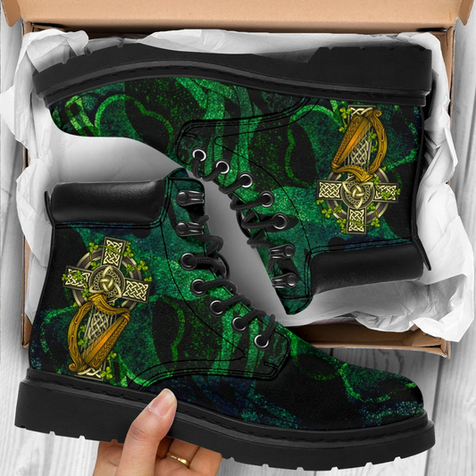 Premium 3D Irish Cross And Harp Boots MEI