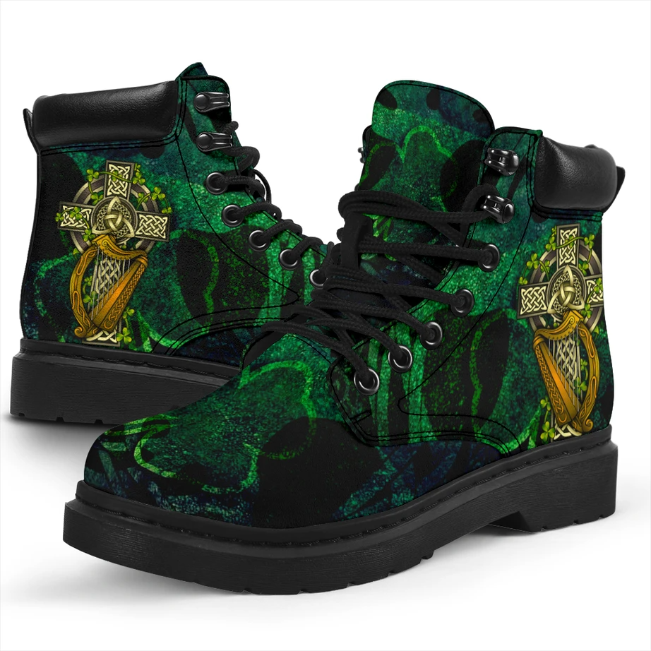 Premium 3D Irish Cross And Harp Boots MEI