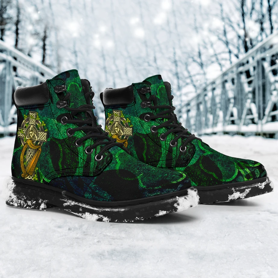 Premium 3D Irish Cross And Harp Boots MEI