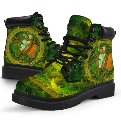 Premium 3D Lucky Irish Harp And Shamrock Boots MEI